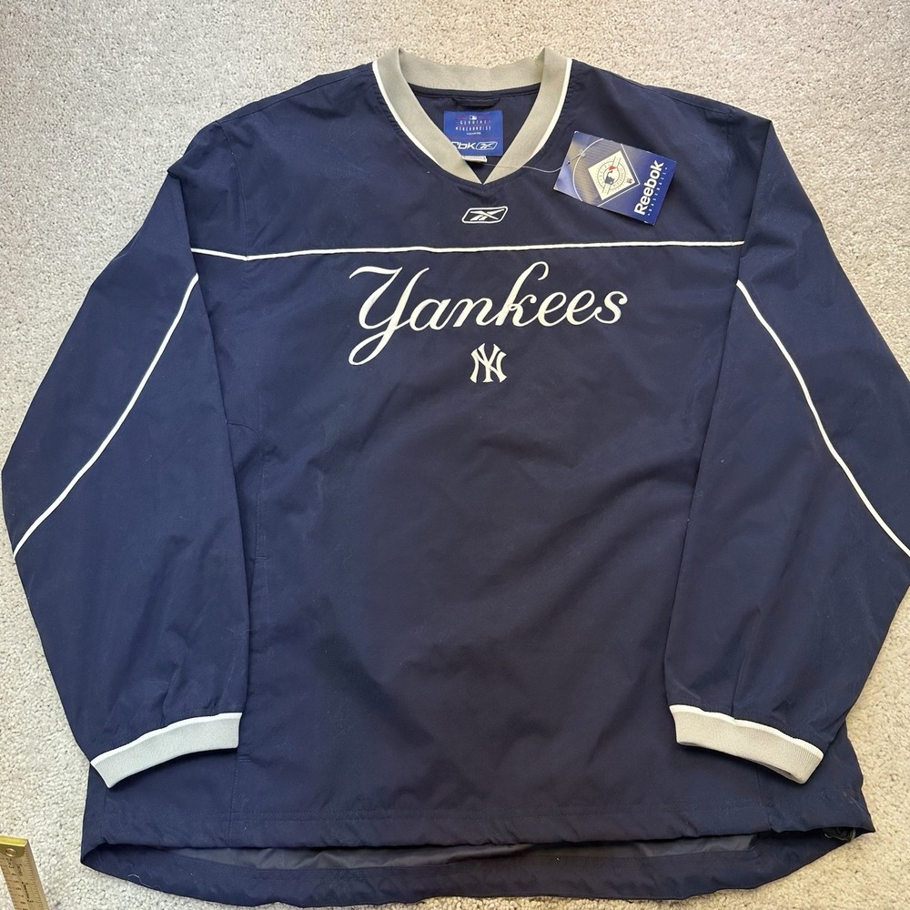 NWT Vintage New York Yankees Jacket XL Windbreaker Pullover MLB Baseball Reebok